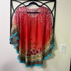 Peppermint Bay Red and Pink Patterned Blouse